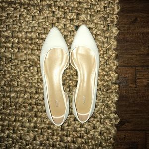 White pointed toe flats